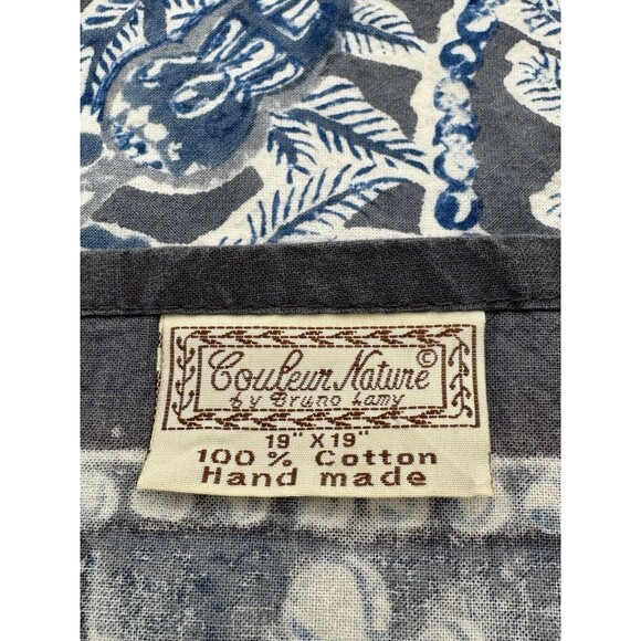 Couleur Nature Bruno Lamy 100% Cotton Noel Napkins Blue 19”x19” Set Of 6 Or 12 - Picture 4 of 6